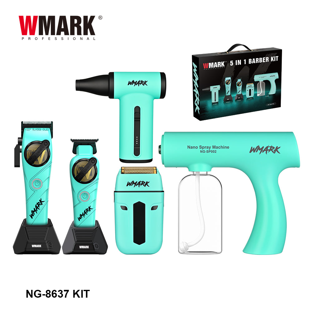 WMARK NG-8637KIT Blue 5 In 1 Barber Kit