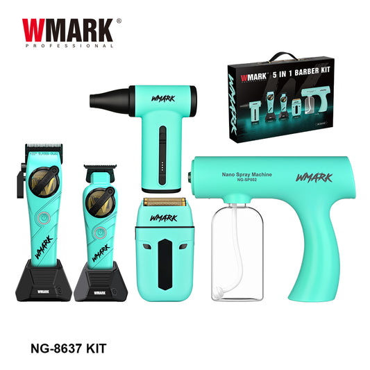 WMARK NG-8637KIT Blue 5 In 1 Barber Kit