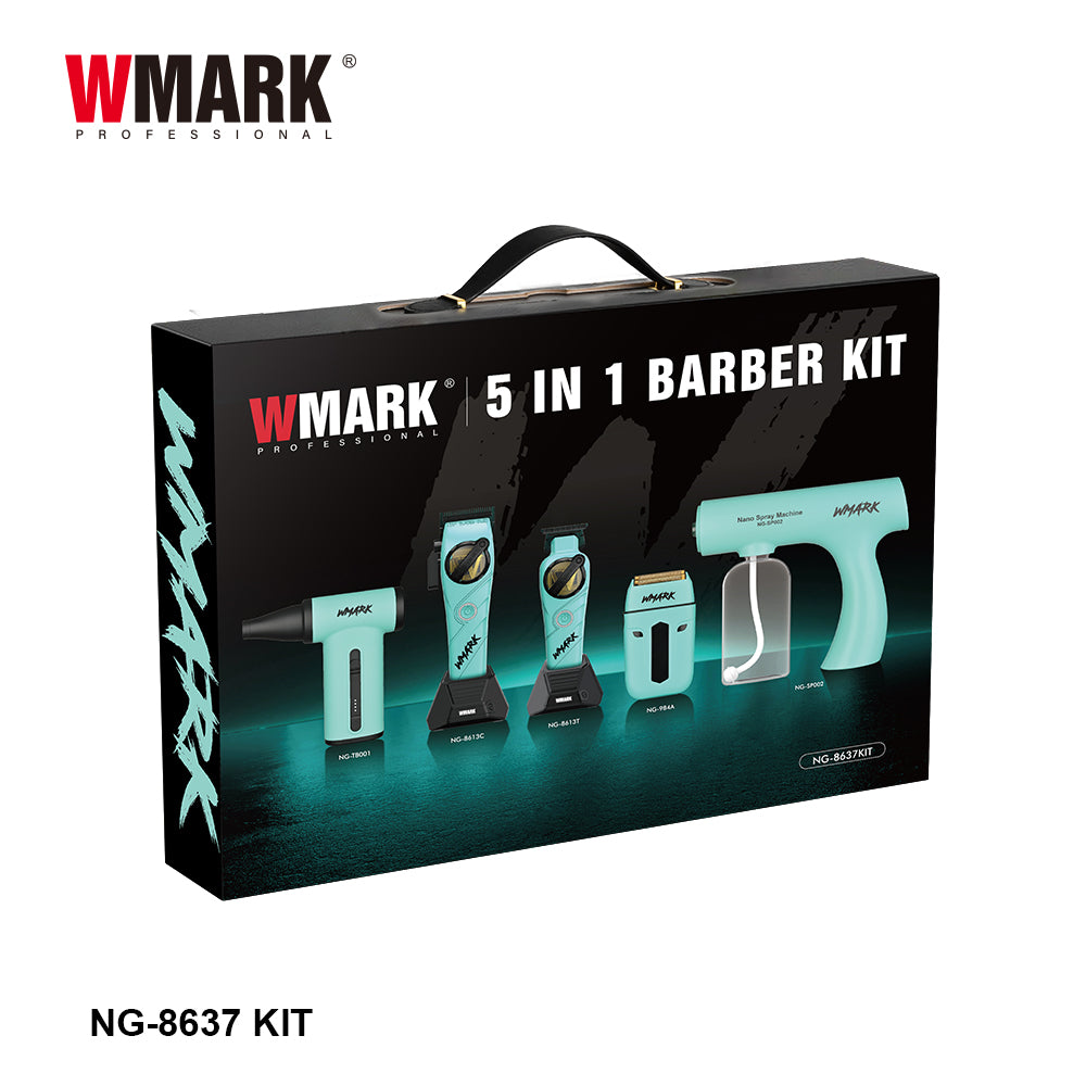 WMARK NG-8637KIT Blue 5 In 1 Barber Kit