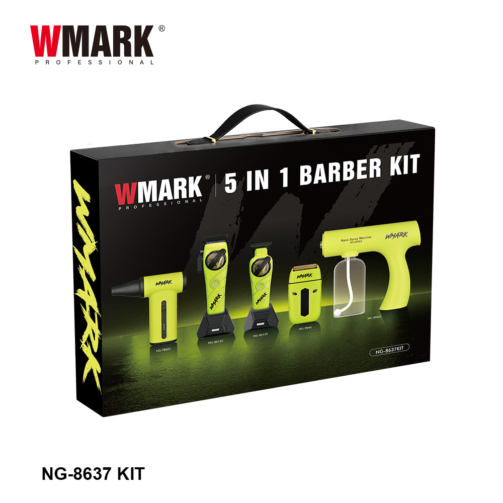 WMARK NG-8637KIT Green 5 In 1 Barber Kit
